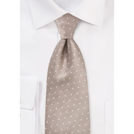 Extra Long Polka Dot Tie in Fawn