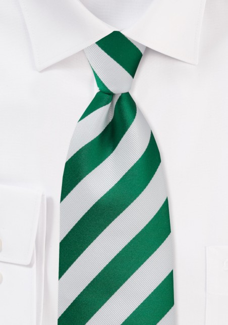 Metallic Green and White Striped Tie