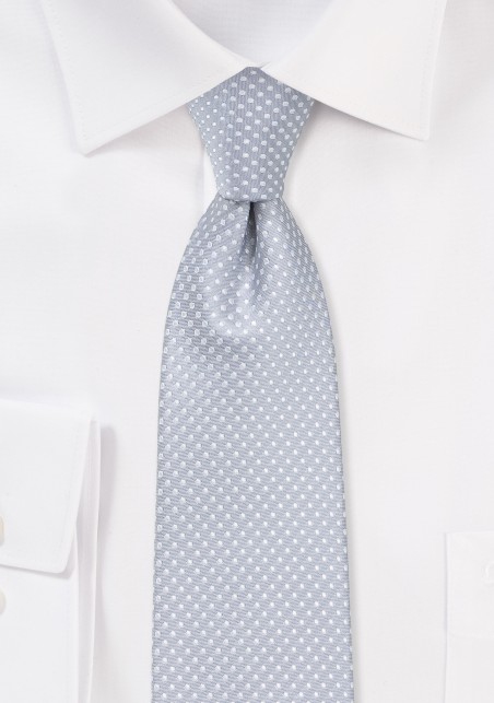 Formal Silver Pin Dot Tie in Skinny Width