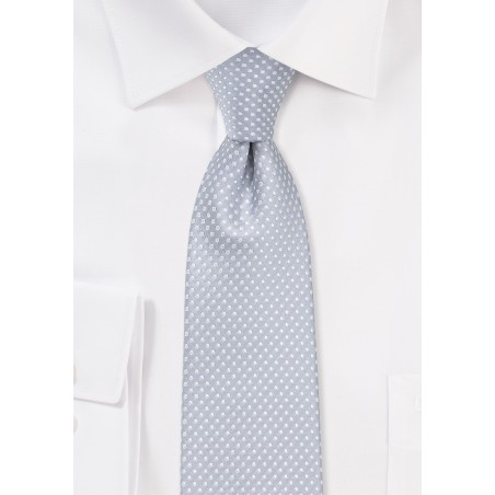 Formal Silver Pin Dot Tie in Skinny Width