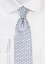 Formal Silver Pin Dot Tie in Skinny Width