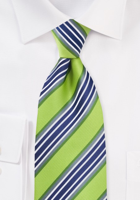 Lime and Navy Striped Tie