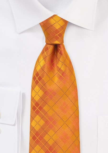Bright Orange Kids Plaid Tie