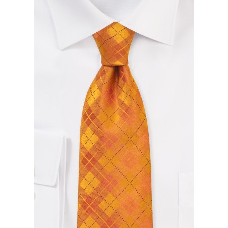 Bright Orange Plaid Tie for Men