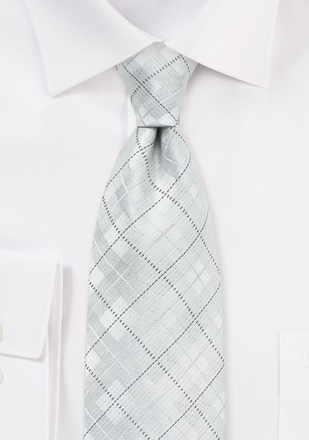 Modern White Plaid Tie for Kids