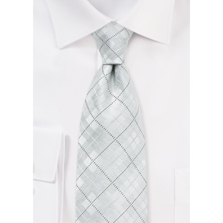 Modern White Plaid Tie for Kids