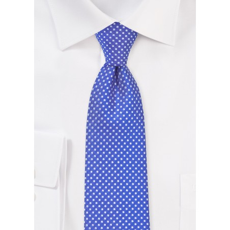 Horizon Blue Pin Dot Tie in Skinny Width