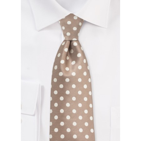 Taupe and Cream Polka Dot Tie