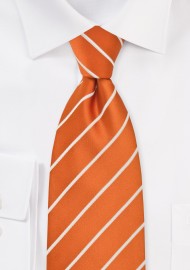 Striped Tie in Persimmon Orange White