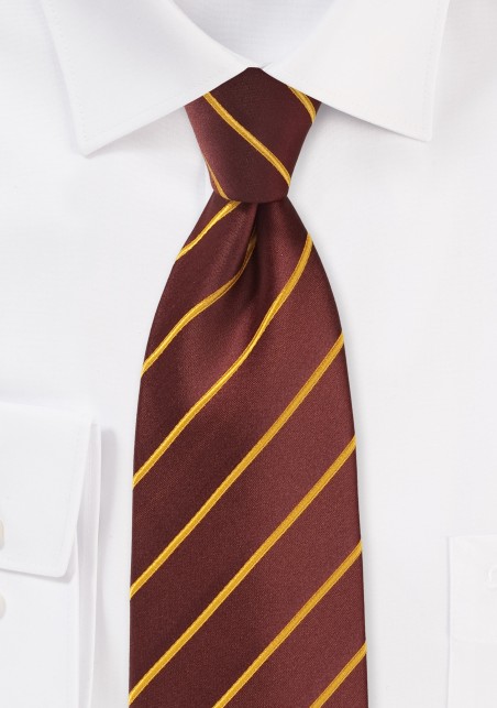 Cinnamon Hued Tie with Narrow Mustard Stripes