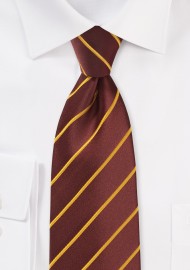 Cinnamon Hued Tie with Narrow Mustard Stripes