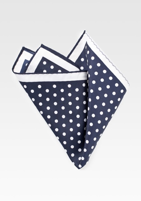 Polka Dot Pocket Square in Navy and White