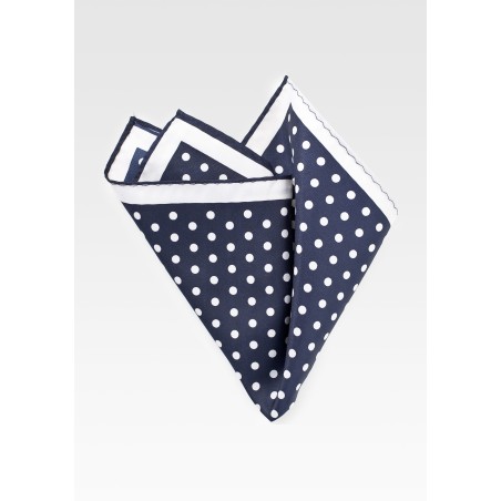 Polka Dot Pocket Square in Navy and White