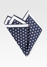 Polka Dot Pocket Square in Navy and White