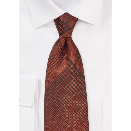 Bold Copper and Black Plaid Tie