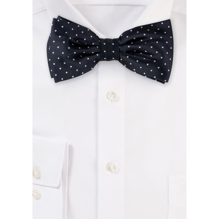 Black and Silver Polka Dot Bow Tie