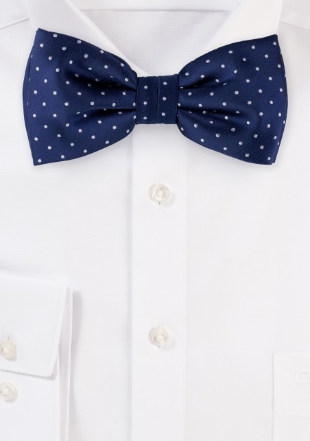 Dark Navy Polka Dot Bow Tie