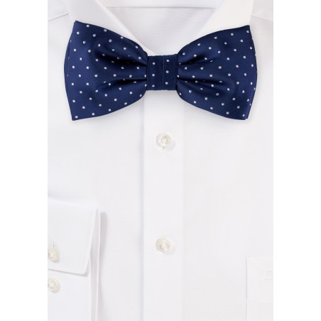 Dark Navy Polka Dot Bow Tie