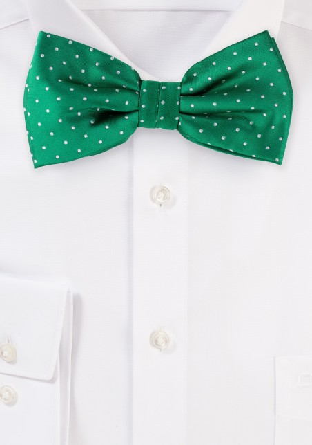 Kelly Green Polka Dot Bow Tie