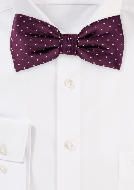 Burgundy Polka Dot Bow Tie