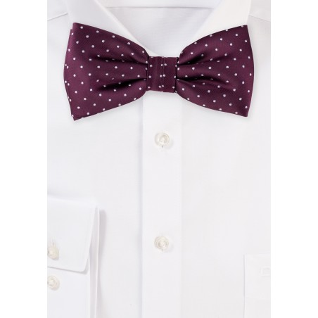 Burgundy Polka Dot Bow Tie