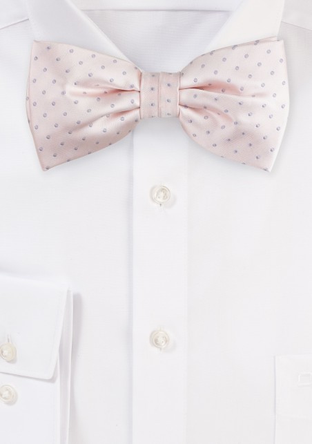 Blush Bow Ties | Blush Pink Bow Tie with Silver Polka Dots