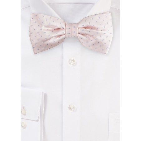 Blush Bow Ties | Blush Pink Bow Tie with Silver Polka Dots