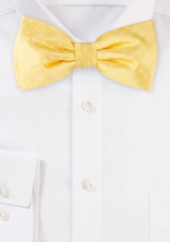 Saffron Yellow Bow Tie | Light Yellow Bow Tie with Silver Polka Dots