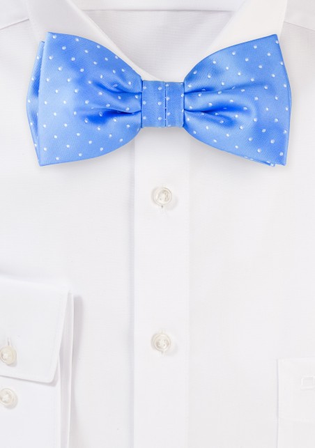 Sky Blue Bow Ties | Light Blue and Silver Polka Dot Bow Tie