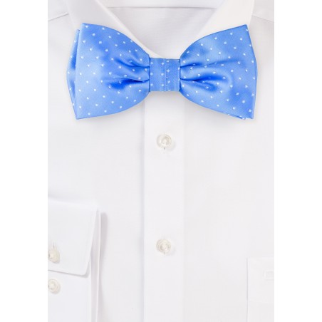 Sky Blue Bow Ties | Light Blue and Silver Polka Dot Bow Tie