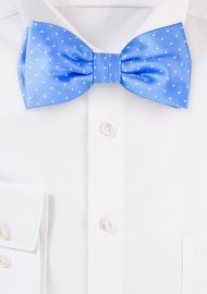 Sky Blue Bow Ties | Light Blue and Silver Polka Dot Bow Tie