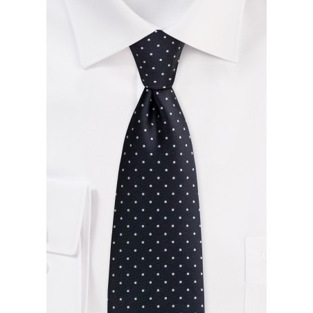 Black Silver Polka Dot Tie - Mens Necktie with Polka Dots in Black