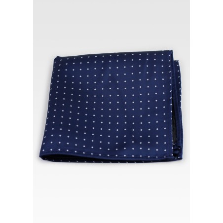 Midnight Blue Pocket Squares | Pocket Square in Dark Navy with Dots