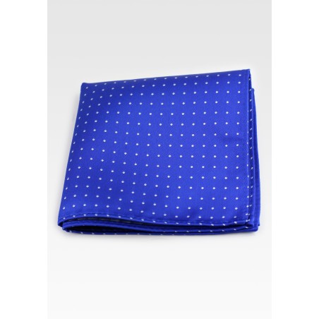 Polka Dot Pocket Square in Royal  | Royal Blue and Silver Hanky