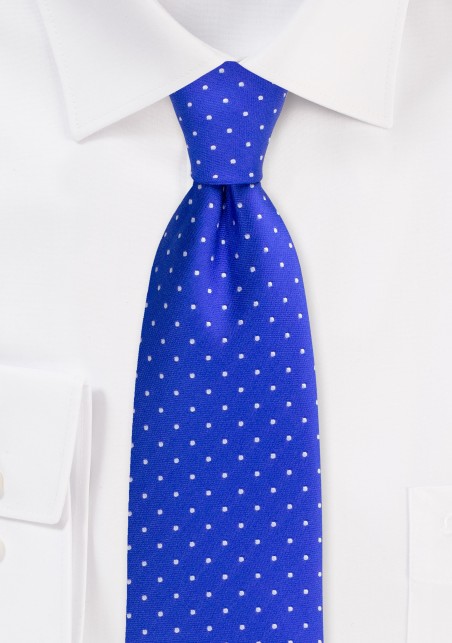 Royal Blue and Silver Polka Dot Tie