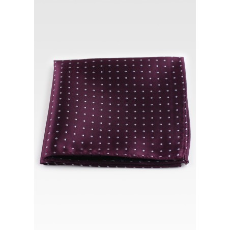 Burgundy Polka Dot Hanky | Pocket Square in Burgundy with Silver Dots