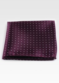 Burgundy Polka Dot Hanky | Pocket Square in Burgundy with Silver Dots