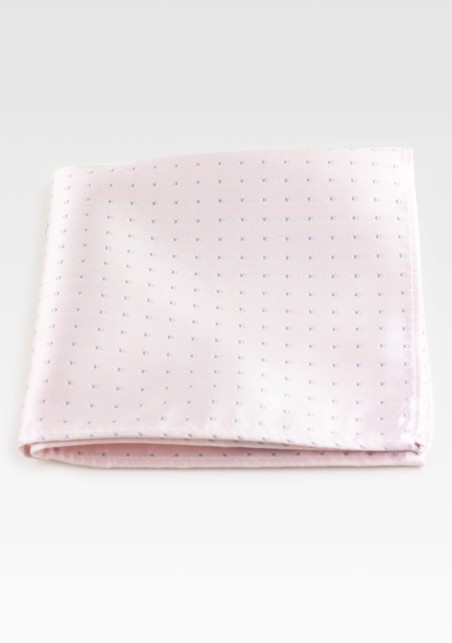 Blush Pink Hanky with Silver Polka Dots