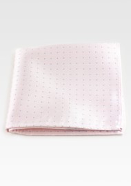 Blush Pink Hanky with Silver Polka Dots