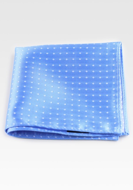 Sky Blue Polka Dot Hanky | Sky Blue Pocket Square with Silver Dots