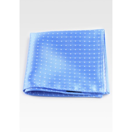 Sky Blue Polka Dot Hanky | Sky Blue Pocket Square with Silver Dots
