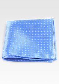 Sky Blue Polka Dot Hanky | Sky Blue Pocket Square with Silver Dots