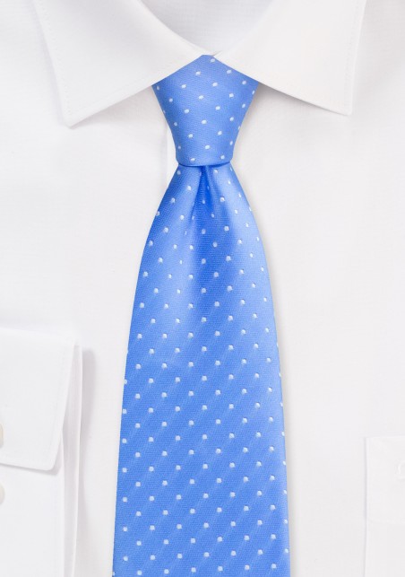 Coastal Blue Polka Dot Tie in Kids Length