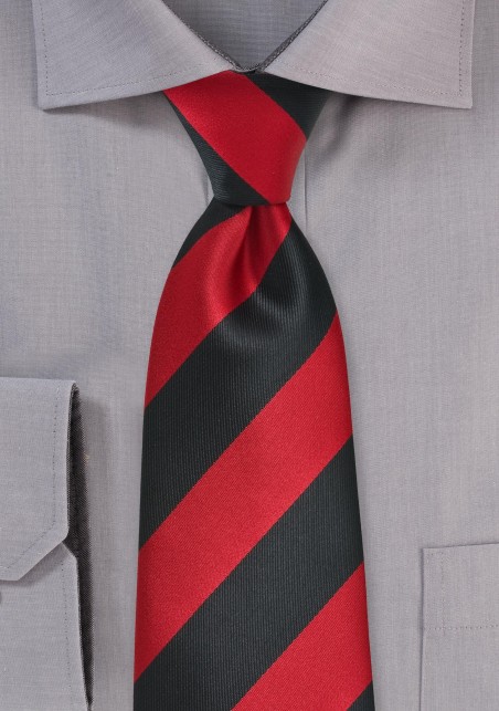 Bold Striped Kids Tie in Black and Red
