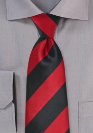 Bold Striped Kids Tie in Black and Red