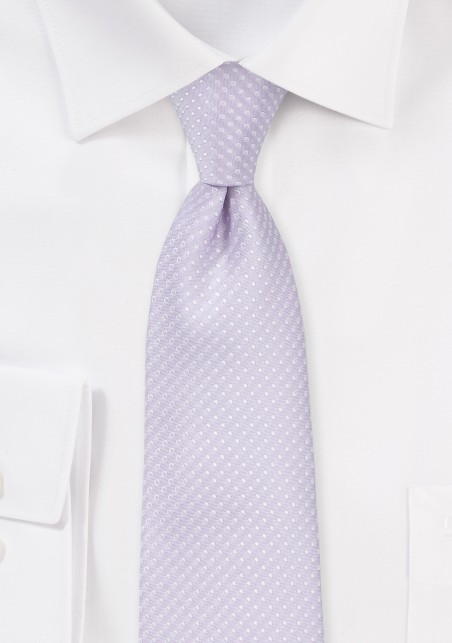 Skinny Lavender Color Tie with Pin Dot Pattern