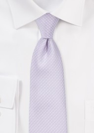 Skinny Lavender Color Tie with Pin Dot Pattern