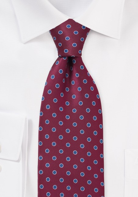 Wine Red and Blue Dotted Tie