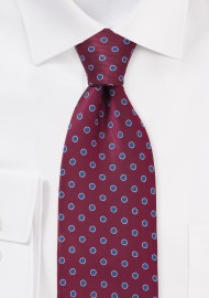 Wine Red and Blue Dotted Tie