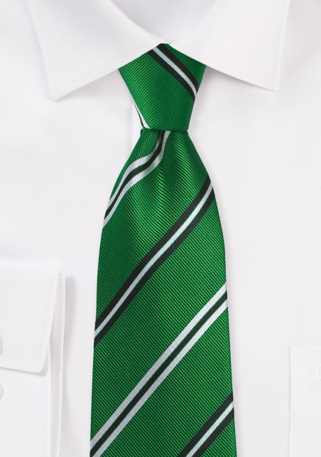 Emerald Green Repp Striped Tied